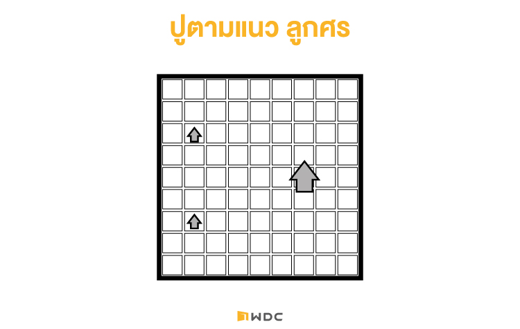 ปูกระเบื้องตามลูกศร
